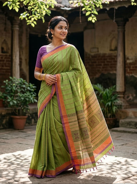 Light green chettinad Cotton saree