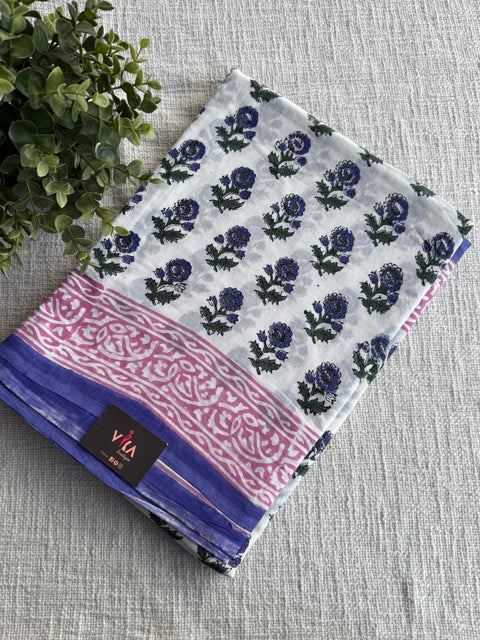 Bagru Printed mul cotton saree