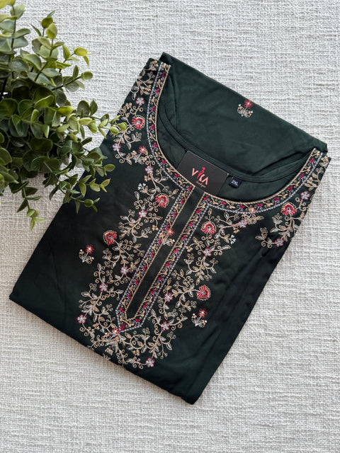 2XL Size Printed/Embroidery rayon kurti