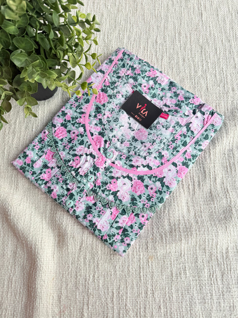 L size printed cotton nighty