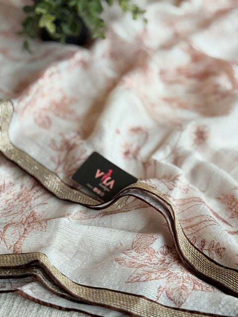 Printed chiffon saree with blouse