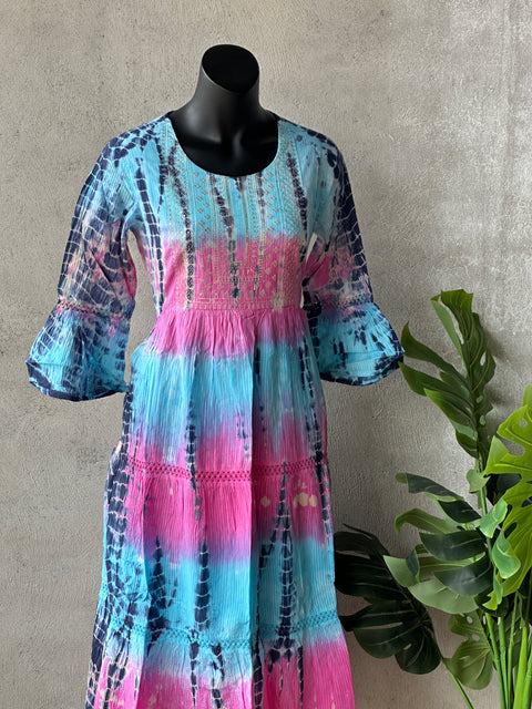 Blue Shibori pure cotton Gown