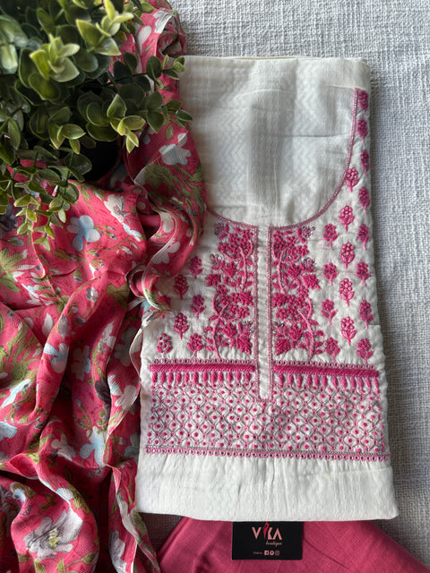 white and Pink cotton salwar material