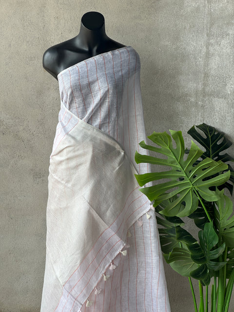 Bhagalpur Linen saree- peach