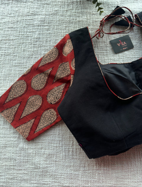 Black and red cotton blouse