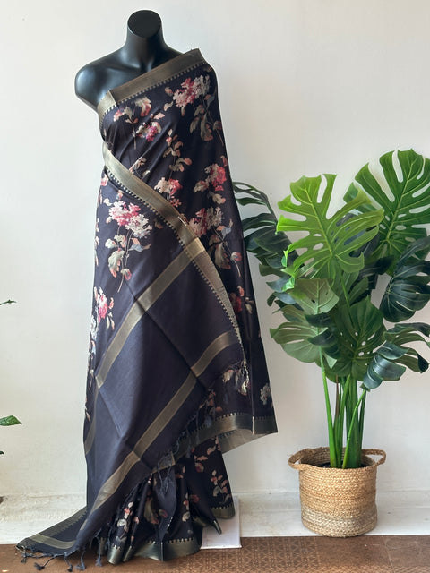 Printed Faux tussar silk saree