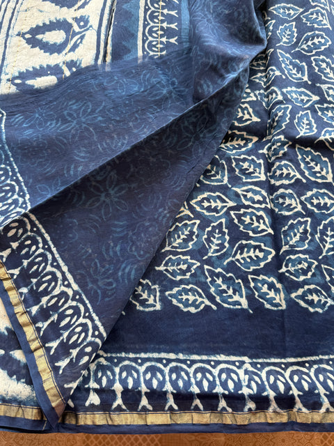 Bagru printed chanderi saree