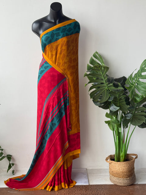 Printed crepe saree