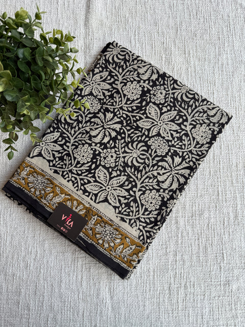 Printed mul cotton saree