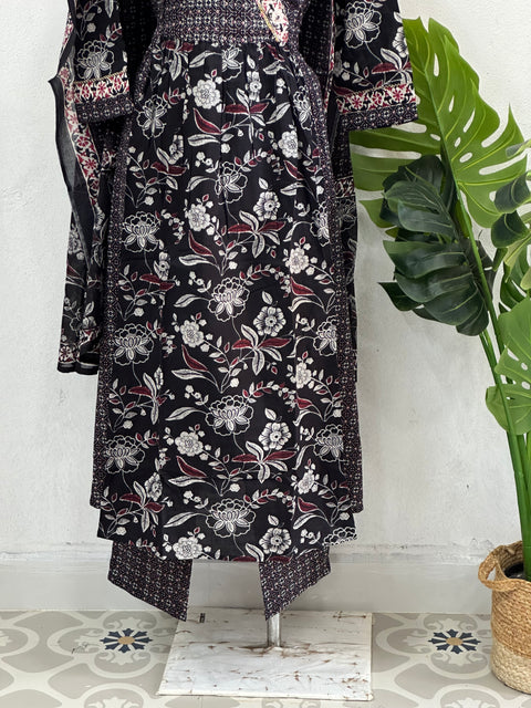 printed black cotton readymade set