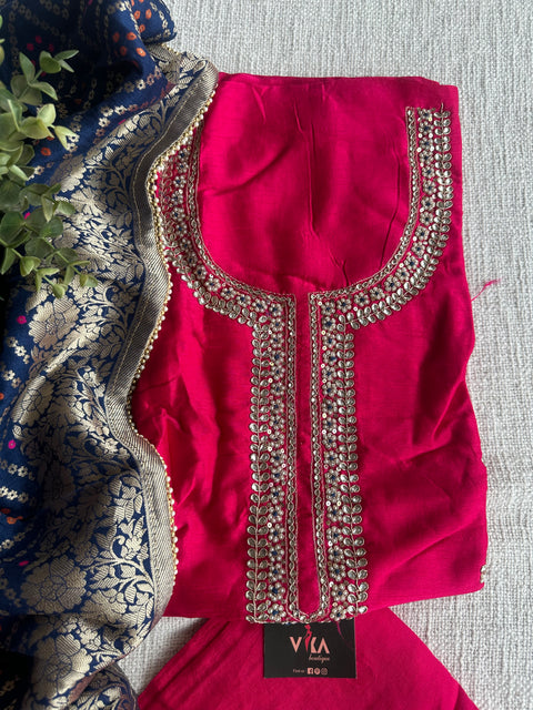 Partywear neck emb salwar material