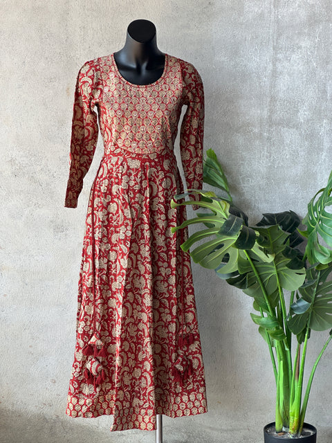 Size 38 - Embroidered anarkali pure cotton kurti