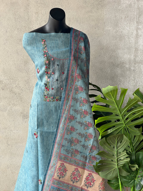 French knot silk cotton suit material