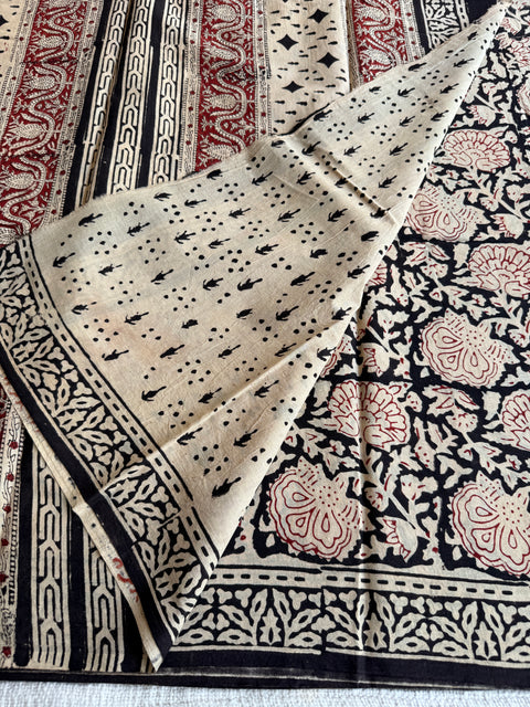 Printed mul cotton saree