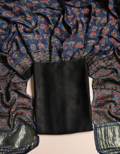 Modal silk top and printed dupatta