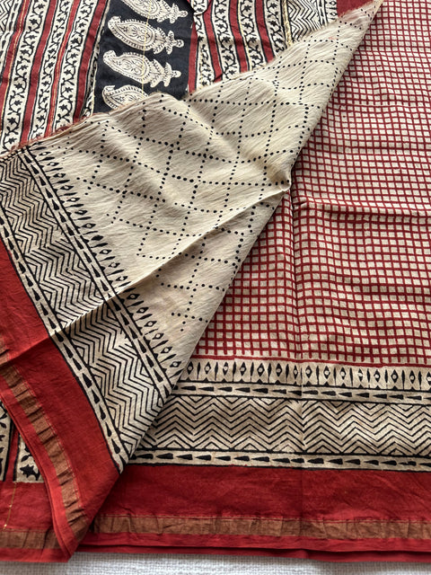 Bagru printed chanderi saree