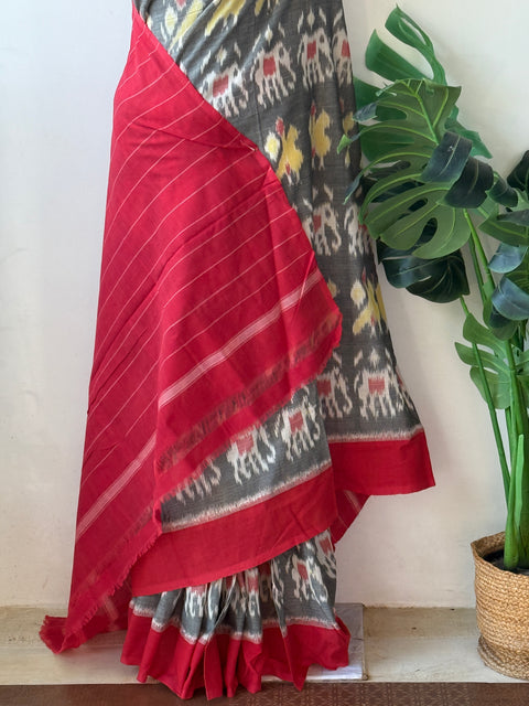 Handloom pure Ikat cotton saree