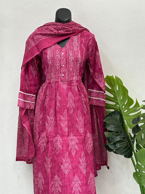 Printed cotton readymade suit set