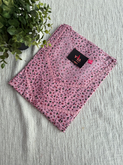 L size printed cotton nighty