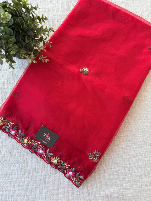 Hand Emb Organza saree