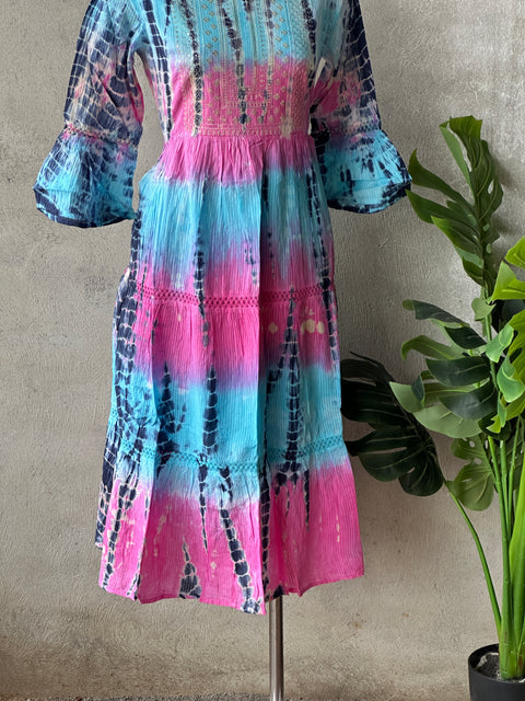 Blue Shibori pure cotton Gown