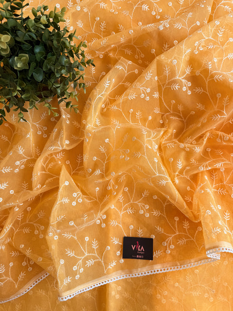 Supernet embroidered saree