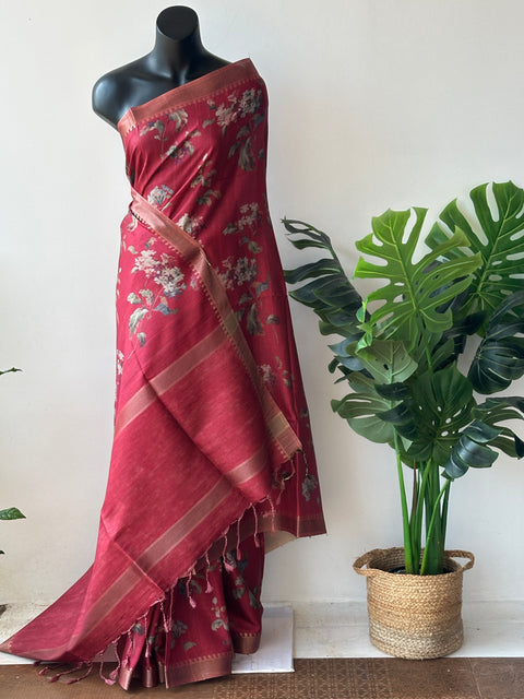 Printed Faux tussar silk saree