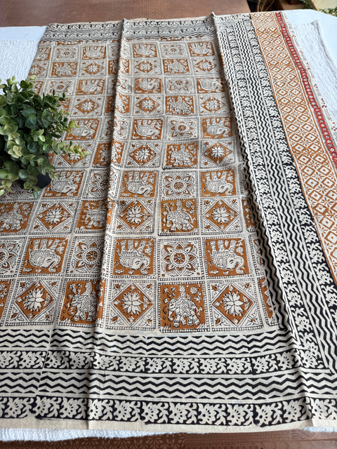 Printed mul cotton saree