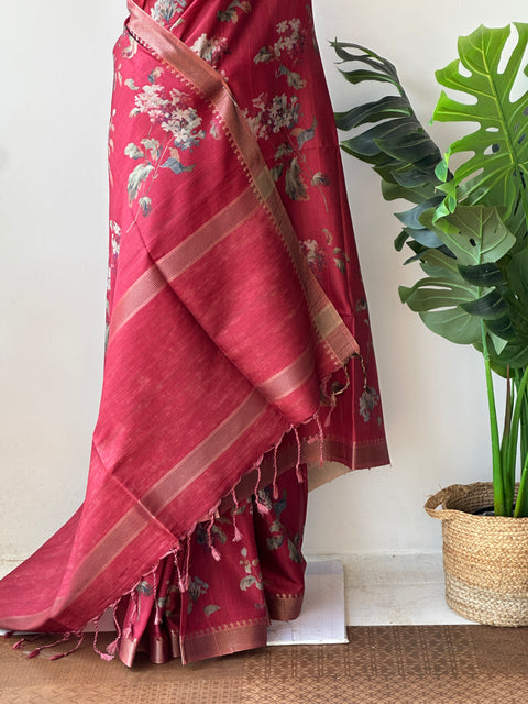 Printed Faux tussar silk saree