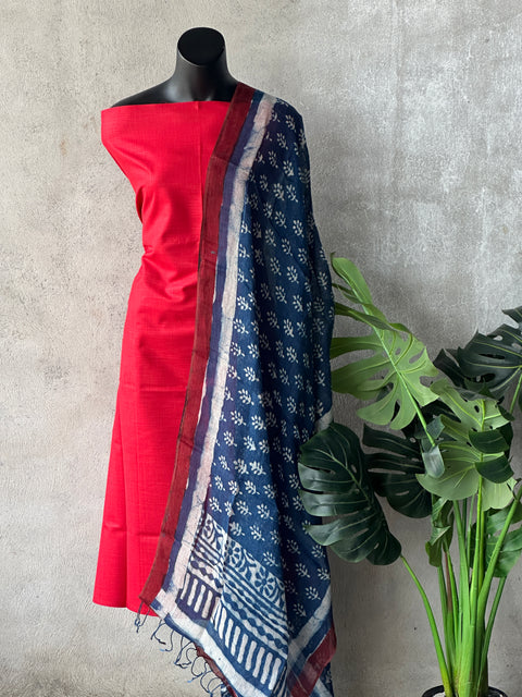 Rubeena Cotton Top and linen dupatta