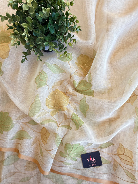 Aari Emb work noil cotton saree
