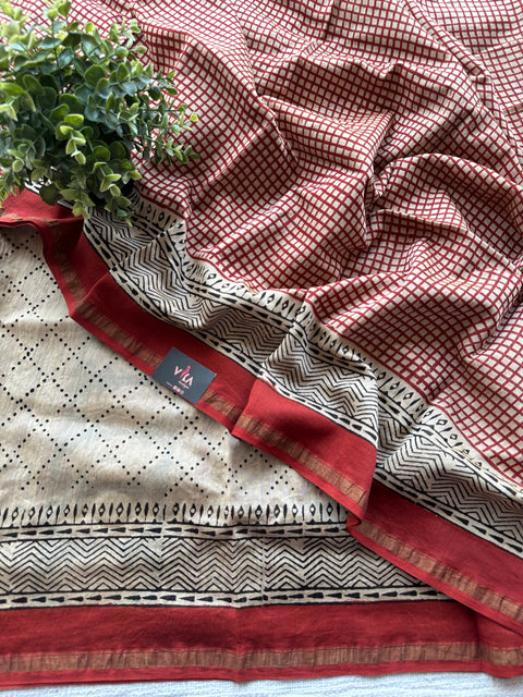 Bagru printed chanderi saree