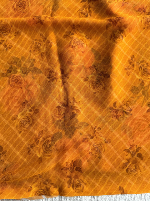Floral printed georgette saree