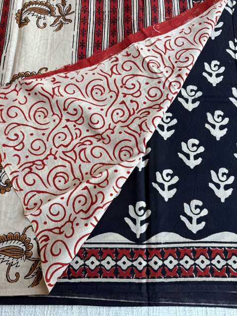 Printed mul cotton saree