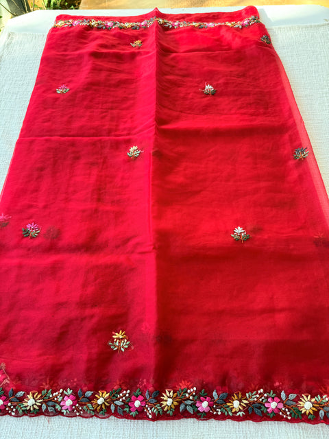 Hand Emb Organza saree