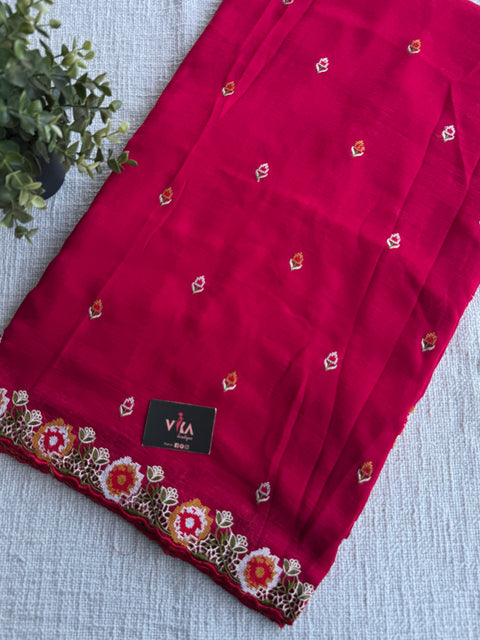 Cut work emb vichitra saree