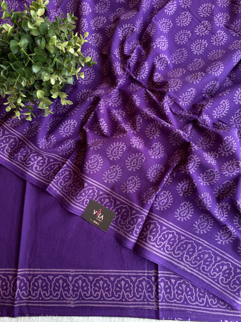 Printed mul cotton saree