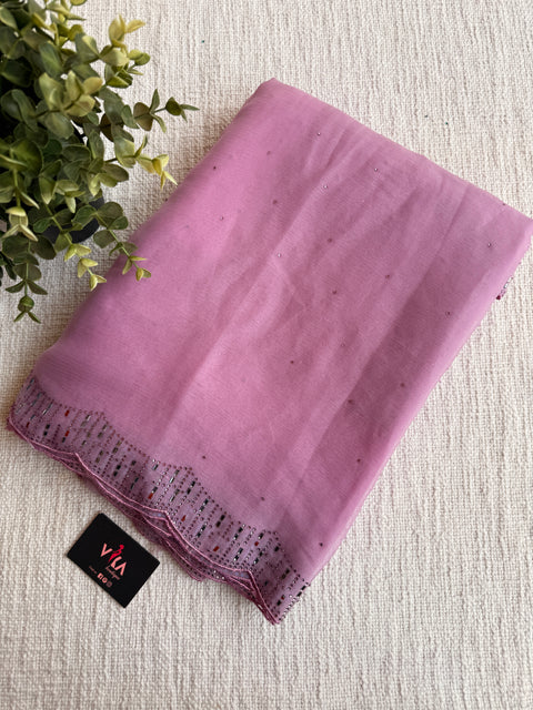 Light pink marble chiffon saree with blouse