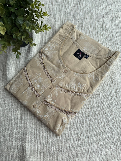 XXL size Printed Italian cotton nighty