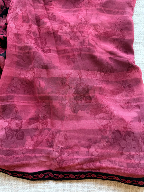 Floral printed georgette saree