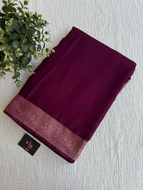 Plain chiffon saree with blouse
