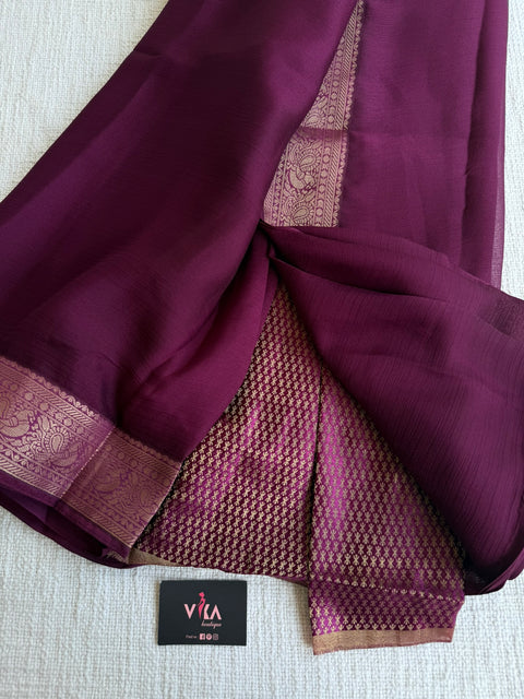 Plain chiffon saree with blouse