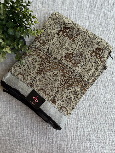 Printed linen cotton saree