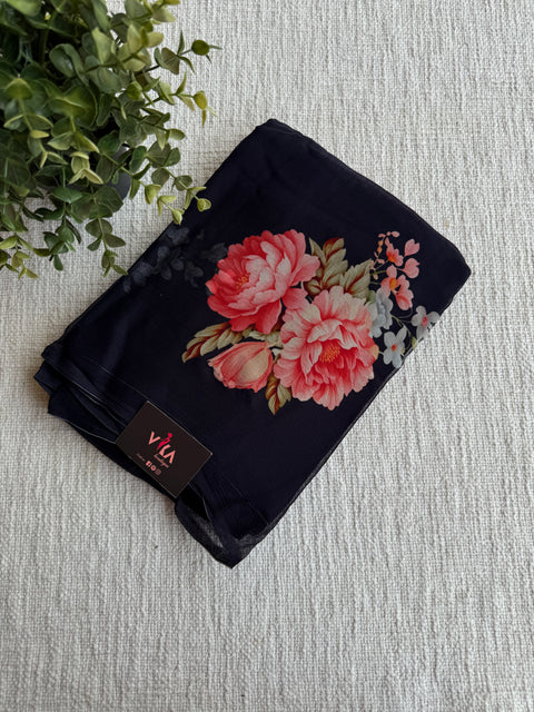 Digital floral printed pure chiffon saree