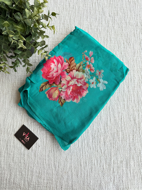 Digital floral printed pure chiffon saree