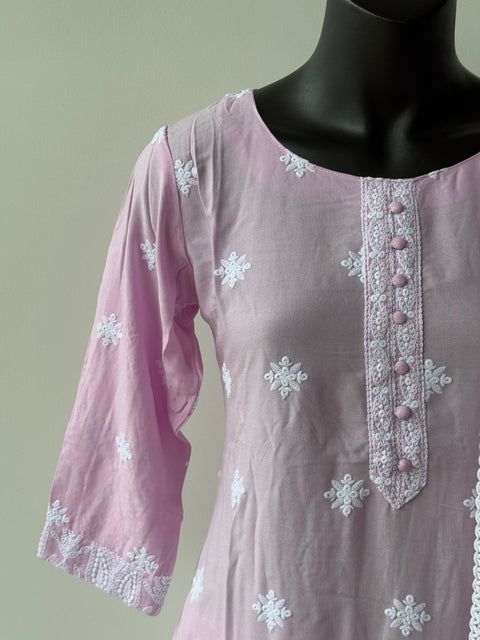 Floral Embroidered Thread Work Pure Cotton Kurta pant set