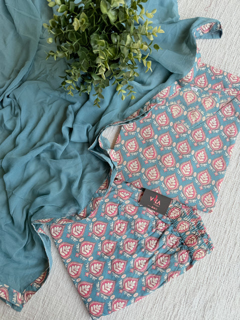 Printed cotton ready suit set
