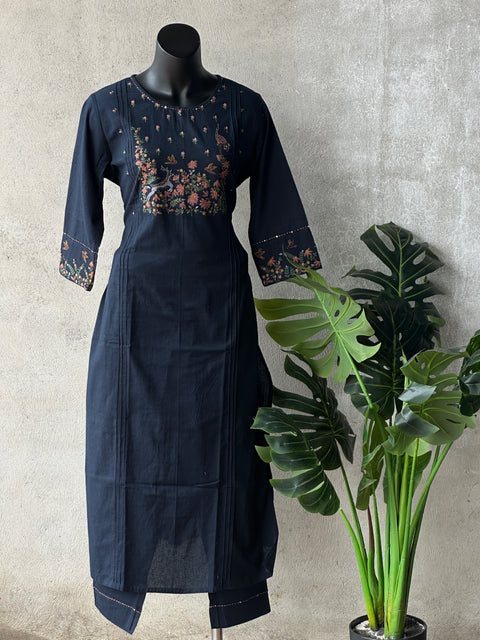 Midnight Blue emb kurti pant