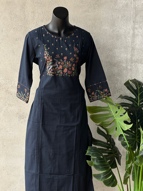 Midnight Blue emb kurti pant