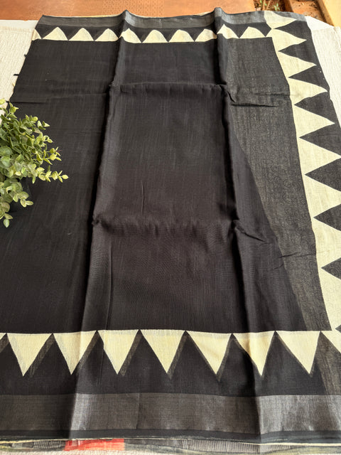 Printed linen cotton saree